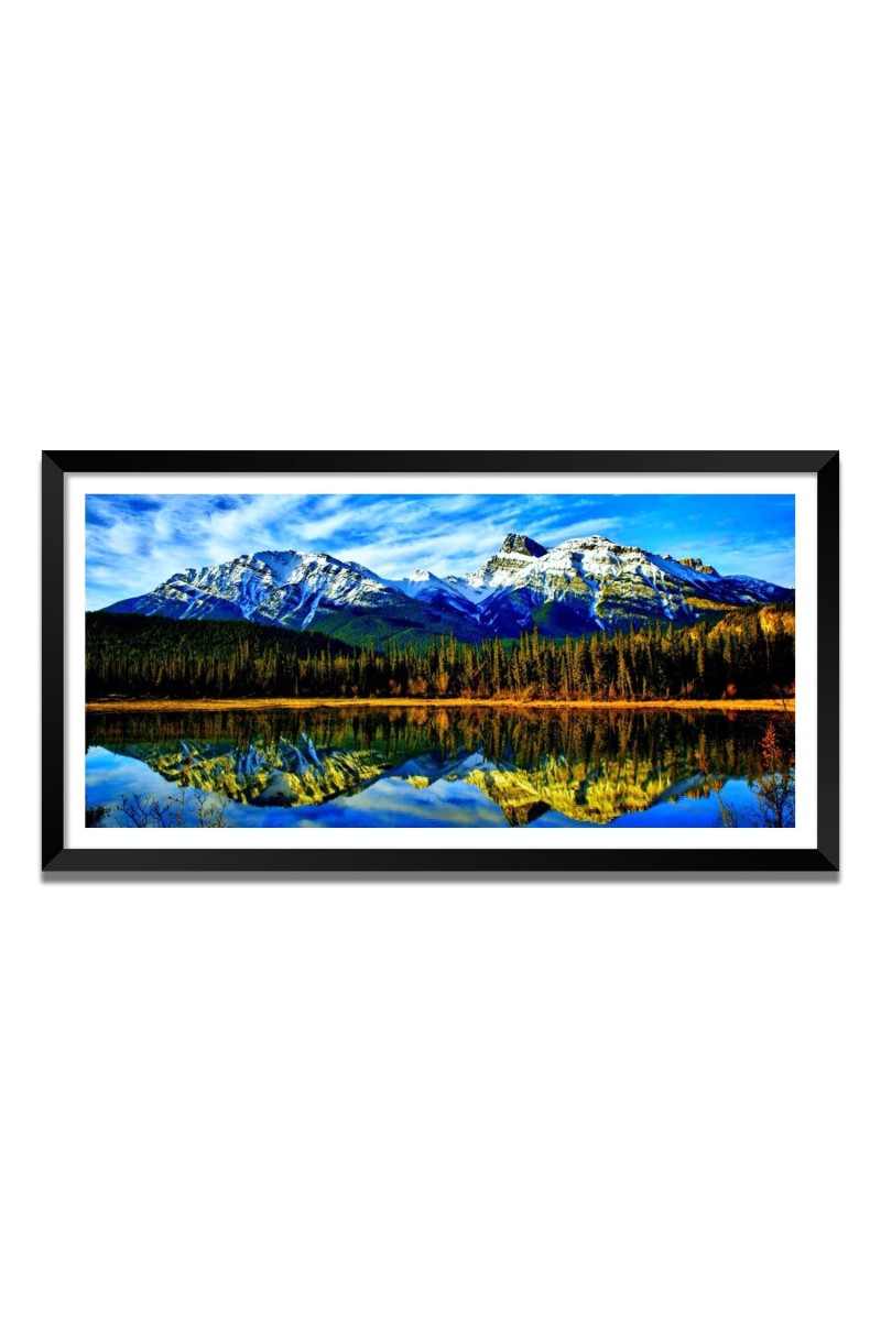 Nature Landscape Floating Frame Scenery Digital Print - (I5753) - 12x24 inch Modern Nature Wall Art for Living Room, Bedroom, Office, Hotels, Drawing Room