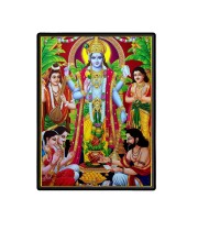 Satyanarayana Laminated Photo - 5x7 Inches, Divine Blessings for Home & Office and Temple Decoration