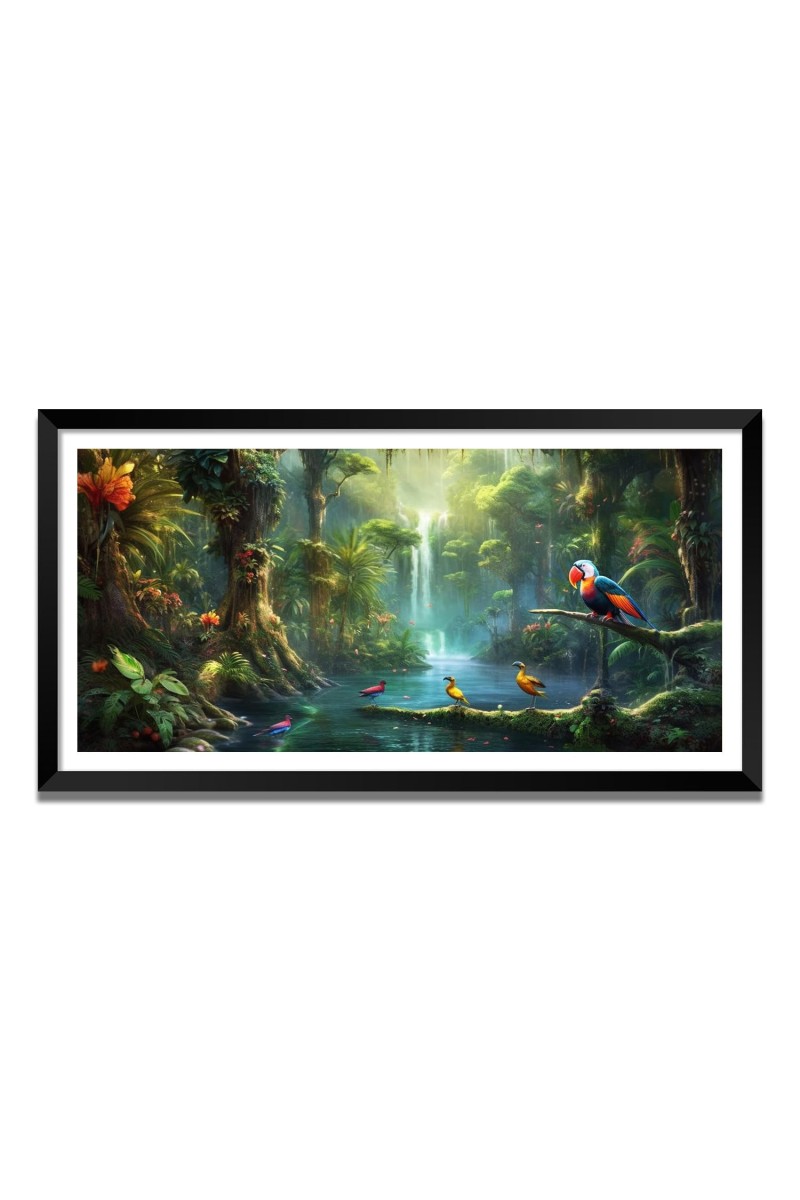 Nature Landscape Floating Frame Scenery Digital Print - (I5796) - 18x36 inch Modern Nature Wall Art for Living Room, Bedroom, Office, Hotels, Drawing Room