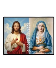 Jesus And Immaculate Heart Of Mary Laminated Photo - 7x9 Inches, Divine Blessings For Home & Office And Temple Decoration (F16194)