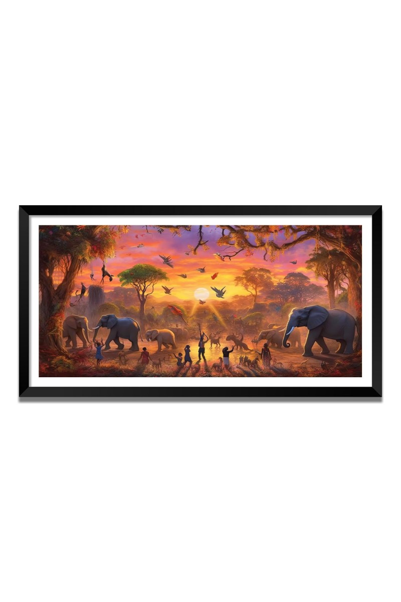 Nature Landscape Floating Frame Scenery Digital Print - (I5632) - 18x36 inch Modern Nature Wall Art for Living Room, Bedroom, Office, Hotels, Drawing Room