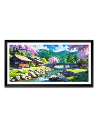 Nature Landscape Floating Frame Scenery Digital Print - (I5848) - 12x24 inch Modern Nature Wall Art for Living Room, Bedroom, Office, Hotels, Drawing Room