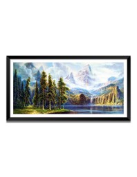 Nature Landscape Floating Frame Scenery Digital Print - (I5563) - 18x36 inch Modern Nature Wall Art for Living Room, Bedroom, Office, Hotels, Drawing Room