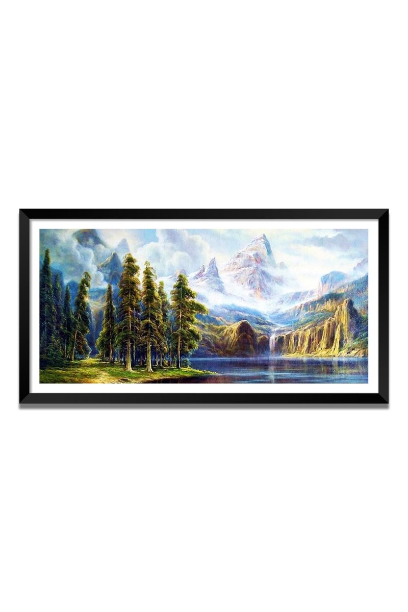 Nature Landscape Floating Frame Scenery Digital Print - (I5563) - 18x36 inch Modern Nature Wall Art for Living Room, Bedroom, Office, Hotels, Drawing Room
