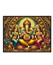 Lord Ganesha Maa Laxmi Sarswati Laminated Photo - 7x9 Inches, Divine Blessings For Home & Office And Temple Decoration (F16129)