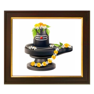 Hitech Sales Lord Shiva Shivling theam ai Photo with Beautiful 12X10 in synthetic Wood Frame With Glass Tabletop Wallmount display for home office Room decor Gift for all occations