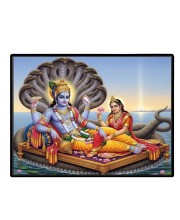 Lord Vishnu And Lakshmi. Laminated Photo - 9x11 Inches, Divine Blessings For Home & Office And Temple Decoration (F16057)