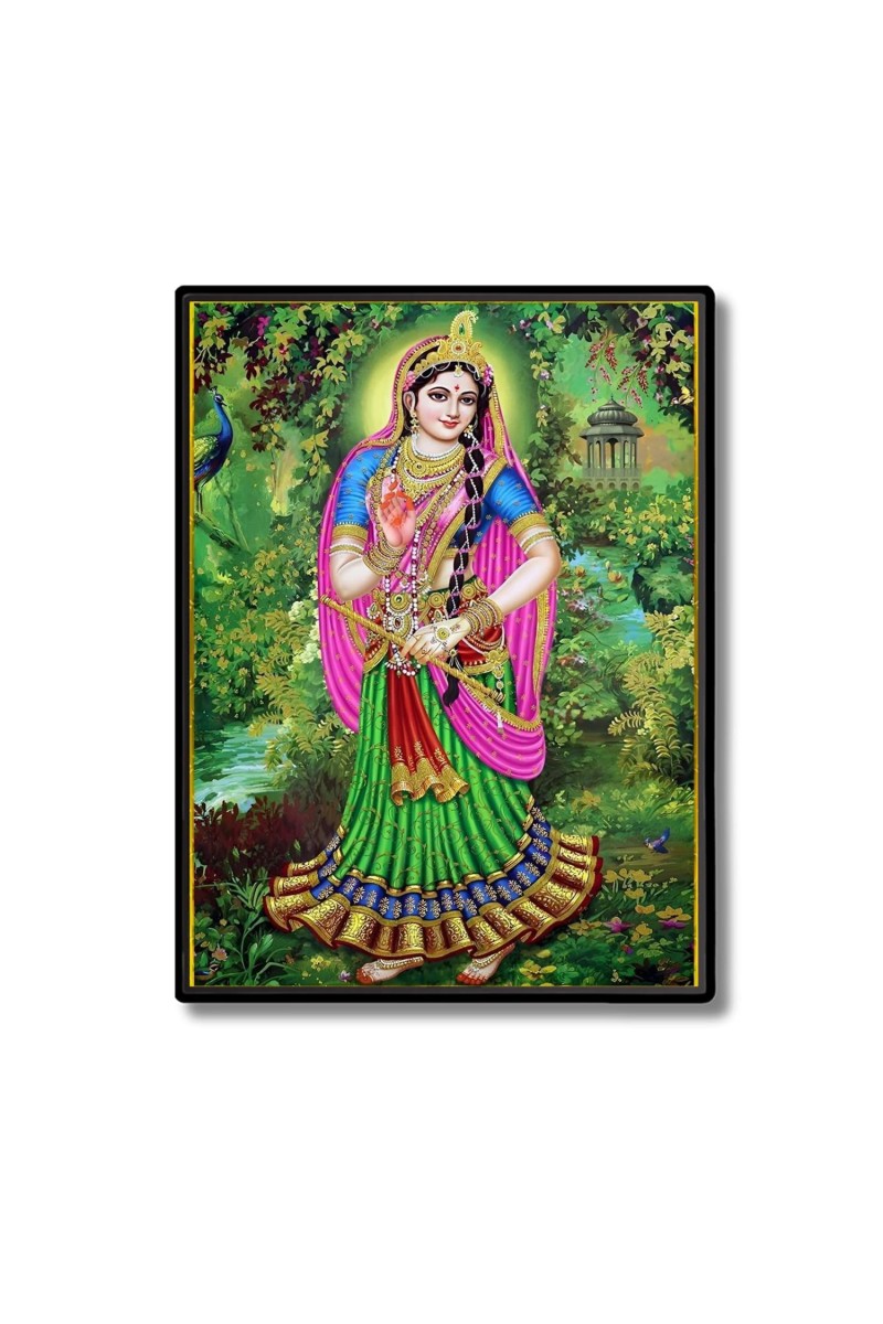 Radha Laminated Photo - 5x7 Inches, Divine Blessings for Home & Office and Temple Decoration