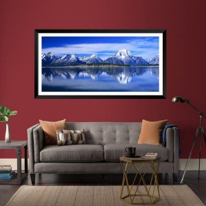 Nature Landscape Floating Frame Scenery Digital Print - (I5734) - 24x48 inch Modern Nature Wall Art for Living Room, Bedroom, Office, Hotels, Drawing Room