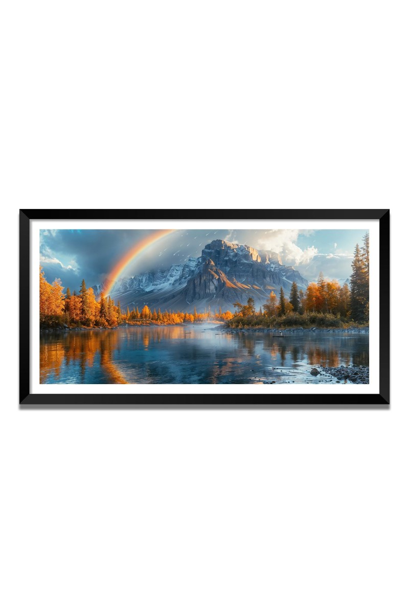 Nature Landscape Floating Frame Scenery Digital Print - (I5548) - 18x36 inch Modern Nature Wall Art for Living Room, Bedroom, Office, Hotels, Drawing Room