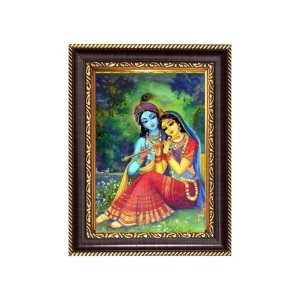 Sri Radha And Sri Krishna Digital Print Photo 8.7x10.7 inches - Vibrant Religious Wall Art for Home or Office Decor.