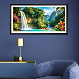 Nature Landscape Floating Frame Scenery Digital Print - (I5861) - 18x36 inch Modern Nature Wall Art for Living Room, Bedroom, Office, Hotels, Drawing Room