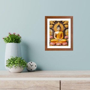 Generic Serene Gautam Buddha Colored Photo | Spiritual Wall Art | Ideal for Home, Office, or Meditation Space | Brown, 11.7 x 8.3 Inch, Polystyrene Frame, Rectangle, Religious