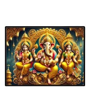 Lord Ganesha Maa Laxmi Sarswati Laminated Photo - 7x9 Inches, Divine Blessings For Home & Office And Temple Decoration (F16130)