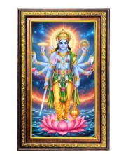 Lord Vishnu Digital Golden Balck Color Photo Frame | Hindu Religious Wall Decor | 18x24 Inches - Inspirational Wall Art For Office, Home Decor - Ideal Spiritual Gift (F16869)