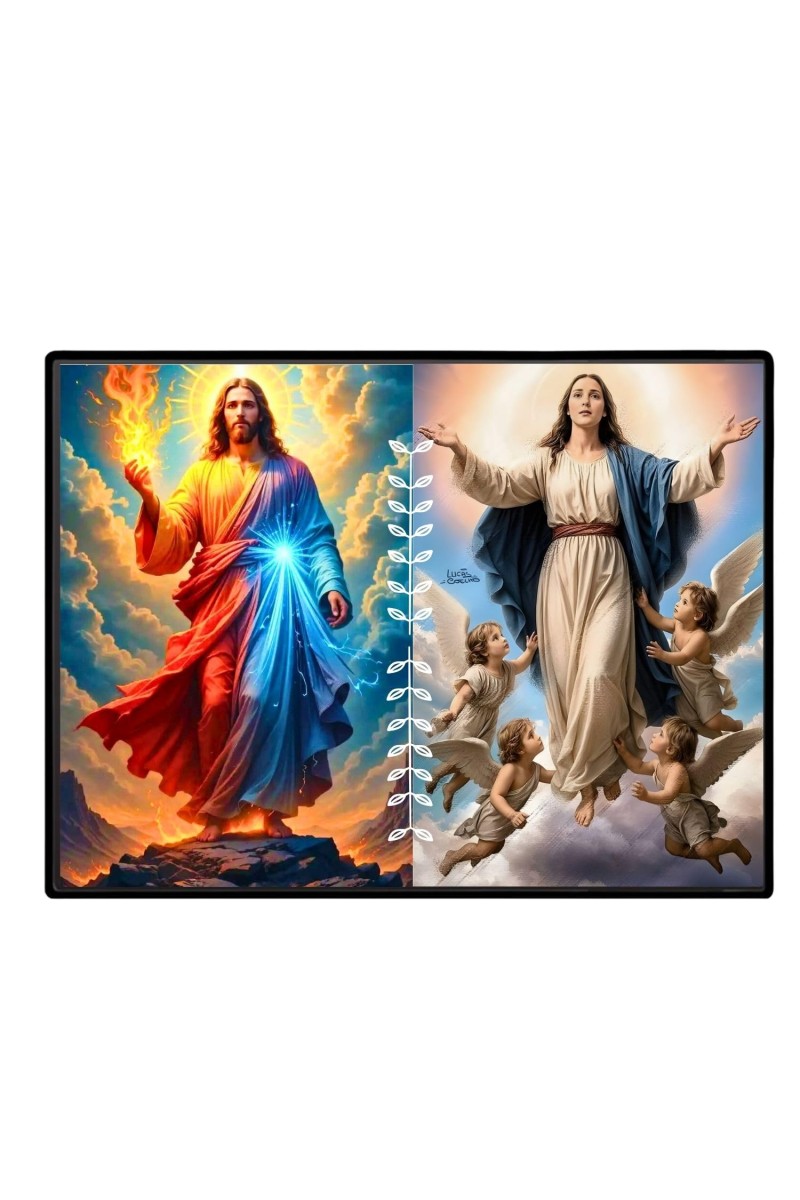 Jesus Blessed Virgin Mary Laminated Photo - 5x7 Inches, Divine Blessings For Home & Office And Temple Decoration (F16241)