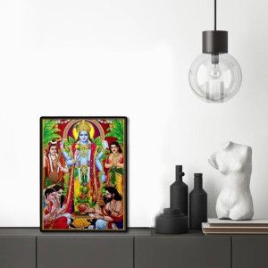 Satyanarayana Laminated Photo - 5x7 Inches, Divine Blessings for Home & Office and Temple Decoration