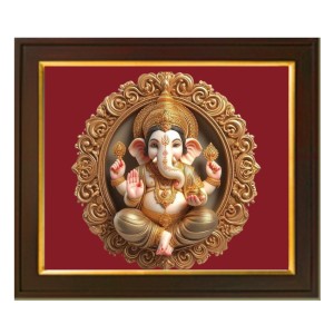 Hitech Sales little Lord Ganesh 3D look ai Photo with Beautiful 12X10 in synthetic Wood Frame With Glass Tabletop Wallmount display for Home office decor Gift for all occations Hitech Sales little Lord Ganesh 3D look ai Photo with Beautiful 12X10 in synthetic Wood Frame With Glass Tabletop Wallmount display for Home office decor Gift for all occations