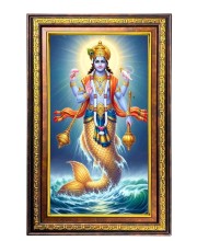 Lord Vishnu Digital Golden Balck Color Photo Frame | Hindu Religious Wall Decor | 14x20 Inches - Inspirational Wall Art For Office, Home Decor - Ideal Spiritual Gift (F16860)