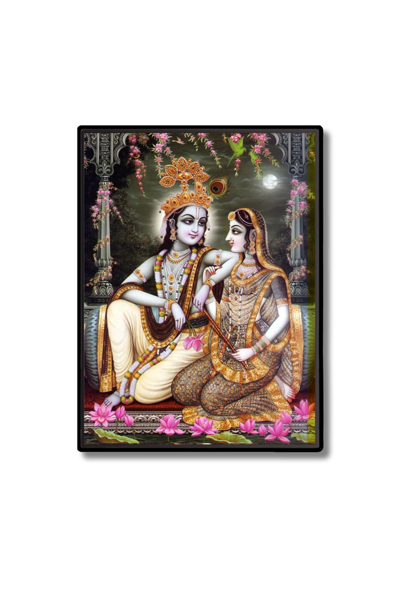Radha Krishna Laminated Photo - 5x7 Inches, Divine Blessings for Home & Office and Temple Decoration