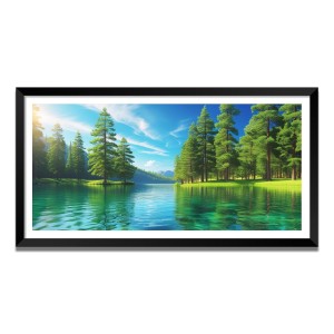 Nature Landscape Floating Frame Scenery Digital Print - (I5816) - 18x36 inch Modern Nature Wall Art for Living Room, Bedroom, Office, Hotels, Drawing Room