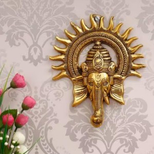 HiTechmart Brass Lord Ganesha Wall Hanging – Antique Finish Ganpati Face Sculpture with Sun Halo Design for Home Temple Decor, Office Entrance, Vastu & Spiritual Gifts – Handcrafted Indian Art HiTechmart Brass Lord Ganesha Wall Hanging – Antique Finish Ganpati Face Sculpture with Sun Halo Design for Home Temple Decor, Office Entrance, Vastu & Spiritual Gifts – Handcrafted Indian Art