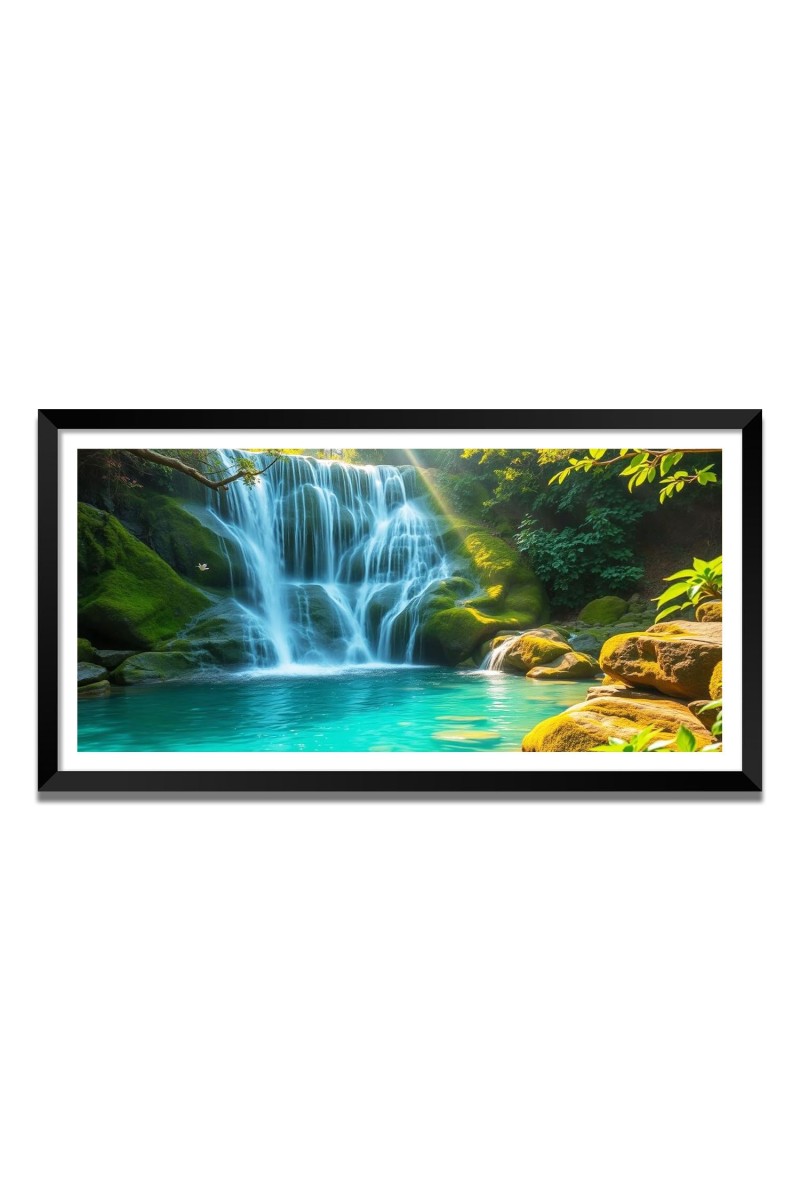 Nature Landscape Floating Frame Scenery Digital Print - (I5787) - 24x36 inch Modern Nature Wall Art for Living Room, Bedroom, Office, Hotels, Drawing Room