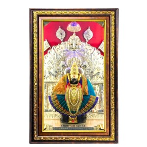 Gooddess Shri Mahalakshmi Digital Golden Balck Color Photo Frame | Hindu Religious Wall Decor | 12x18 Inches - Inspirational Wall Art For Office, Home Decor - Ideal Spiritual Gift (F16850)
