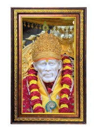 Lord Sai Baba Digital Golden Balck Color Photo Frame | Hindu Religious Wall Decor | 14x20 Inches - Inspirational Wall Art For Office, Home Decor - Ideal Spiritual Gift (F16500)