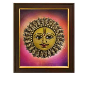HI Yech Sales Sun Bhagwan God Surya Circular Painting Wall Art, Multicolor, Traditional, 10X12 in, Set of 1 HI Yech Sales Sun Bhagwan God Surya Circular Painting Wall Art, Multicolor, Traditional, 10X12 in, Set of 1