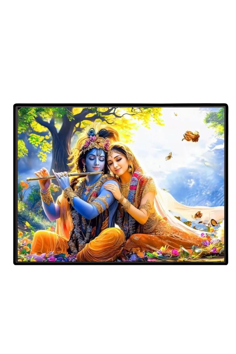 Lord RadhaKrishna Laminated Photo - 9x11 Inches, Divine Blessings For Home & Office And Temple Decoration (F16085)