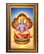 Lord Vishnu Digital Golden Balck Color Photo Frame | Hindu Religious Wall Decor | 14x20 Inches - Inspirational Wall Art For Office, Home Decor - Ideal Spiritual Gift (F16865)