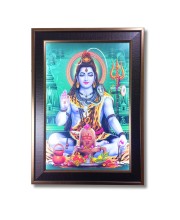 Combo of Lord Shiva with Shivling LED Photo Frame 12x18 Inch | Includes 2 Tilak Stamps, 200 ML Ganga Jal & 3-Inch Lord Shiva Shivalingam Murti