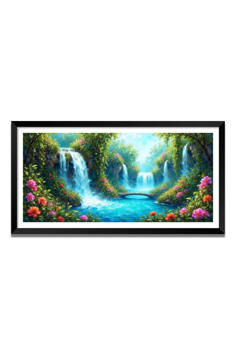 Nature Landscape Floating Frame Scenery Digital Print - (I5875) - 24x36 inch Modern Nature Wall Art for Living Room, Bedroom, Office, Hotels, Drawing Room