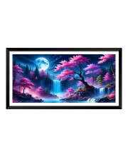 Nature Landscape Floating Frame Scenery Digital Print - (I5891) - 24x48 inch Modern Nature Wall Art for Living Room, Bedroom, Office, Hotels, Drawing Room