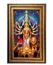 Goddess Durga Digital Golden Balck Color Photo Frame | Hindu Religious Wall Decor | 10x16 Inches - Inspirational Wall Art For Office, Home Decor - Ideal Spiritual Gift (F16906)