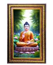 Lord Buddha Digital Golden Balck Color Photo Frame | Hindu Religious Wall Decor | 18x24 Inches - Inspirational Wall Art For Office, Home Decor - Ideal Spiritual Gift (F16838)