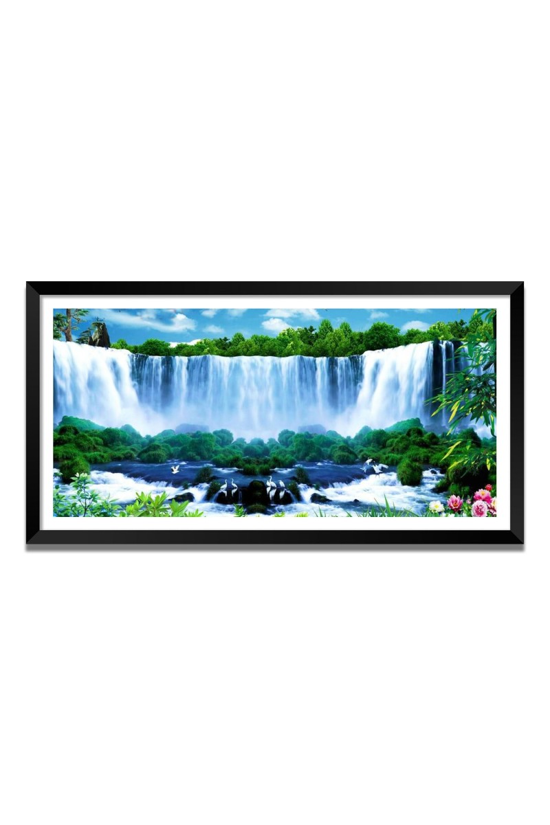 Nature Landscape Floating Frame Scenery Digital Print - (I5715) - 18x36 inch Modern Nature Wall Art for Living Room, Bedroom, Office, Hotels, Drawing Room