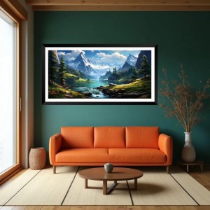 Nature Landscape Floating Frame Scenery Digital Print - (I5879) - 18x36 inch Modern Nature Wall Art for Living Room, Bedroom, Office, Hotels, Drawing Room