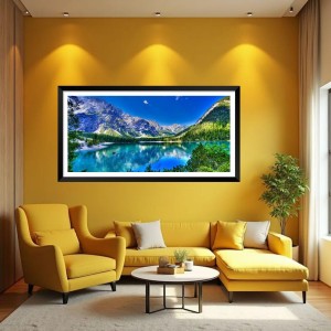 Nature Landscape Floating Frame Scenery Digital Print - (I5852) - 18x36 inch Modern Nature Wall Art for Living Room, Bedroom, Office, Hotels, Drawing Room