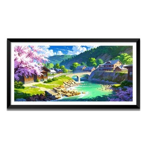 Nature Landscape Floating Frame Scenery Digital Print - (I5843) - 18x36 inch Modern Nature Wall Art for Living Room, Bedroom, Office, Hotels, Drawing Room