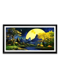 Nature Landscape Floating Frame Scenery Digital Print - (I5661) - 18x36 inch Modern Nature Wall Art for Living Room, Bedroom, Office, Hotels, Drawing Room