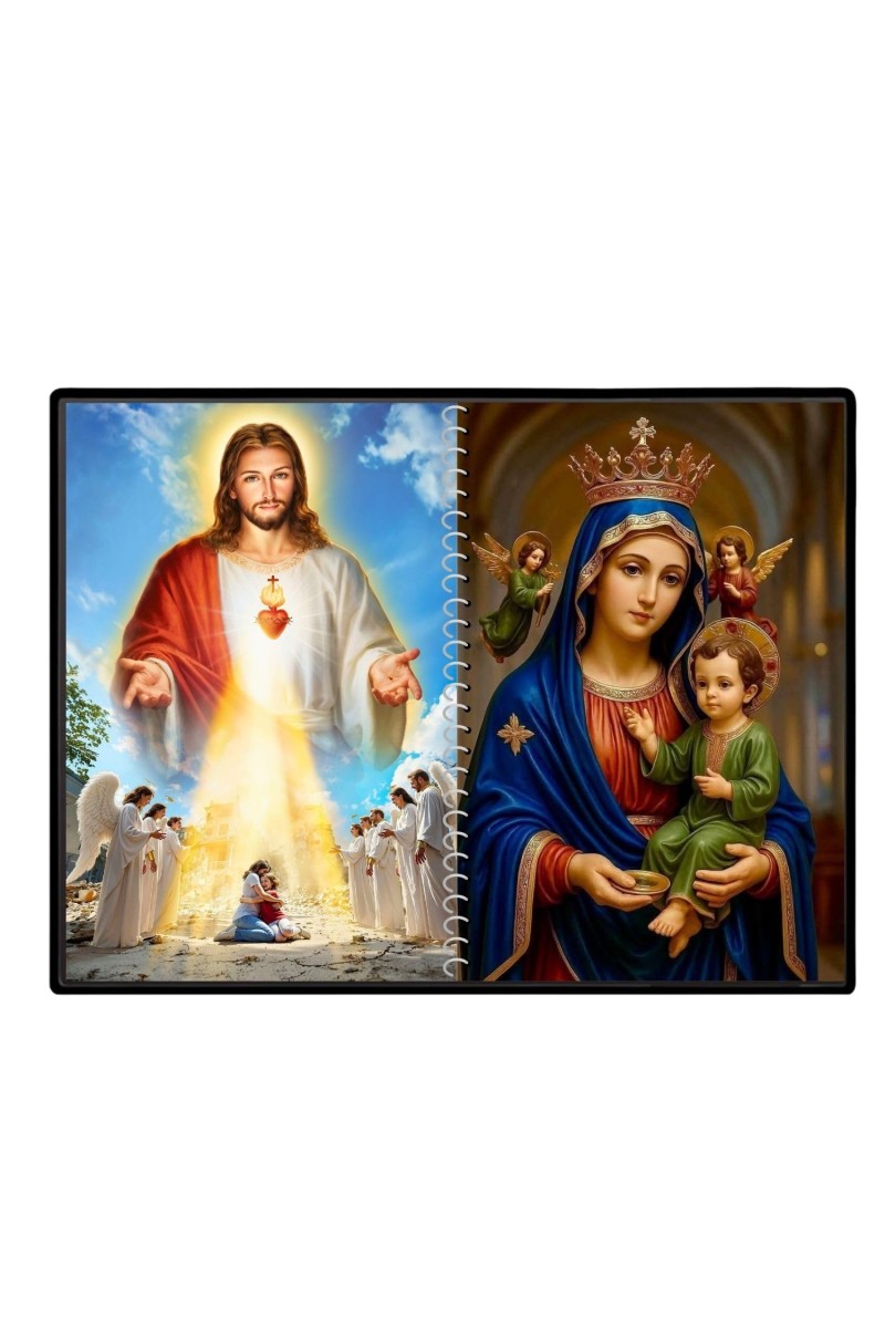 Jesus Christ-Virgin Mary Laminated Photo - 7x9 Inches, Divine Blessings For Home & Office And Temple Decoration (F16383)