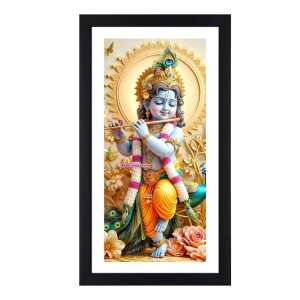 Hi Tech Sales Lord Krishna Photo Frame for Wall | Multicolor Wood Laminated Krishna Wall Frame | Hindu God Krishna Picture for Puja Room, Temple & Living Room Decor | Spiritual Home Decor Gift (16 x 9.2 Inch)