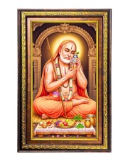 Raghavendra Swami Digital Golden Balck Color Photo Frame | Hindu Religious Wall Decor | 18x24 Inches - Inspirational Wall Art For Office, Home Decor - Ideal Spiritual Gift (F16782)