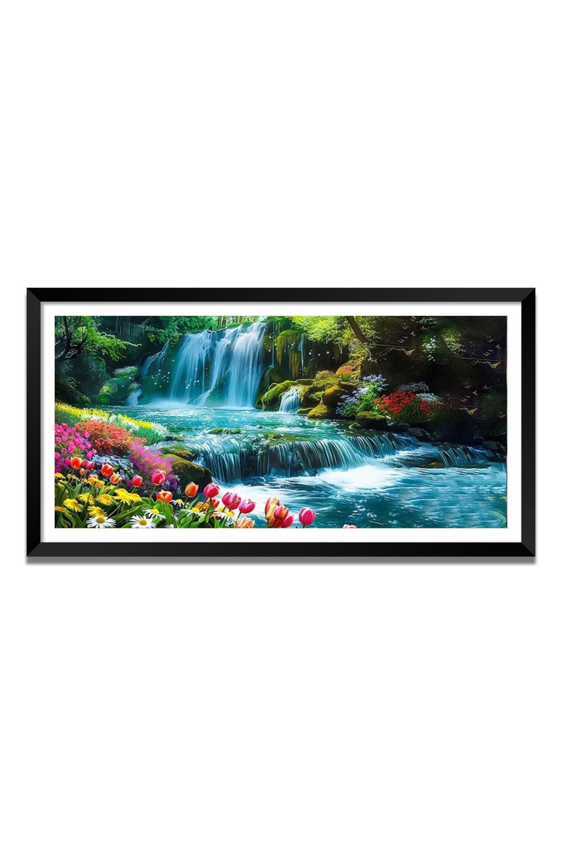Nature Landscape Floating Frame Scenery Digital Print - (I5876) - 24x36 inch Modern Nature Wall Art for Living Room, Bedroom, Office, Hotels, Drawing Room