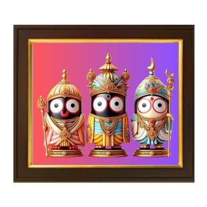 Hitech Sales | Wooden Photo Frame with Divine Jagannath Trio Artwork - Perfect for Home Decor and Gifting - Size: 10x12 inch. Hitech Sales | Wooden Photo Frame with Divine Jagannath Trio Artwork - Perfect for Home Decor and Gifting - Size: 10x12 inch.