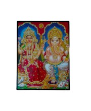 Lakshmi Ganesha Laminated Photo Frame Hindu Goddess & God for Wealth & Wisdom Religious Home Temple Decor for Diwali & Pooja Room (12x18 Inch, Multicolor)