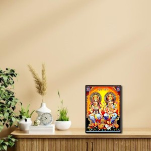 Lakshmi & Ganesh Laminated Photo - 5x7 Inches, Divine Blessings for Home & Office and Temple Decoration