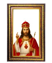 Lord Jesus Digital Golden Balck Color Photo Frame | Hindu Religious Wall Decor | 16x22 Inches - Inspirational Wall Art For Office, Home Decor - Ideal Spiritual Gift (F16742)